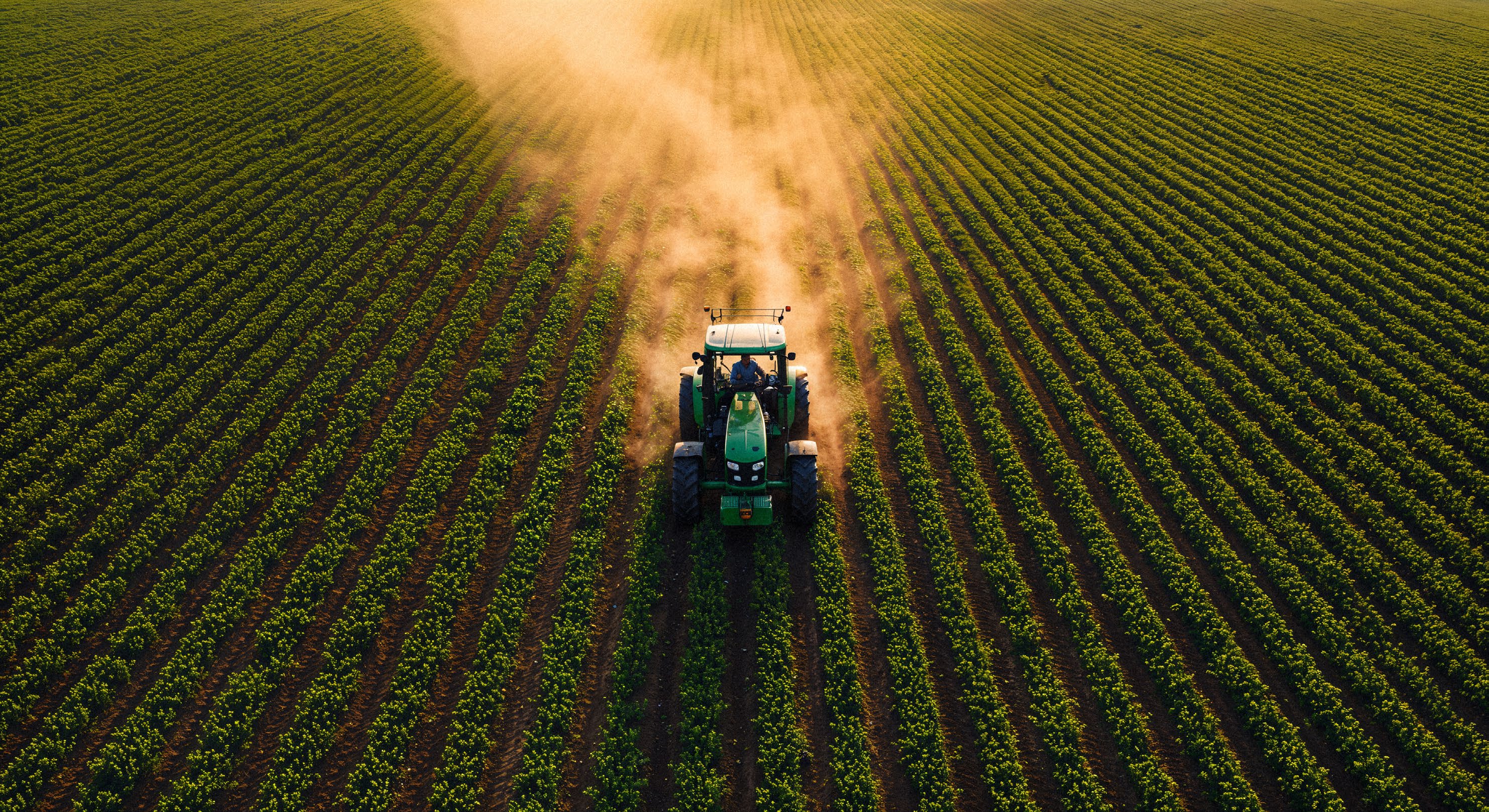 Tractor trabajando un campo argentino